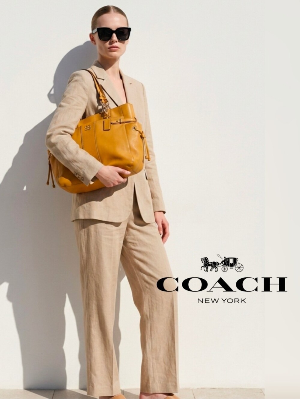 Coach New York Colette Leather Stripe North South Shoulder Tote Bag VINTAGE RARE